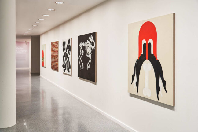 <p>Math Bass, Installation view of <i>a picture stuck in the mirror</i>, 2021, Henry Art Gallery, University of Washington, Seattle. Photo: Jonathan Vanderweit.</p>
