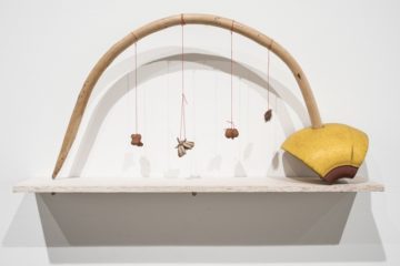 <p>Cecilia Vicuña (Chile, born 1948). <em>Arco arrayán</em> (from the <em>Precarios </em>series). 1966-ongoing. Found-object sculpture. [Installation view, <em>Cecilia Vicuña: About to Happen</em>, 2017. Contemporary Arts Center, New Orleans.] Photo: Alex Marks.<br /></p>

