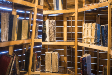 <p>Edgar Arceneaux. <em>Library of Black Lies</em>. 2016. Wood, mirrored glass, mylar, newspaper, hard-bound books, sugar crystals, lighting fixtures, audio component. [Installation view, Yerba Buena Center for the Arts, 2017]. Courtesy Yerba Buena Center for the Arts. Photo: Charlie Villyard.<br /></p>
