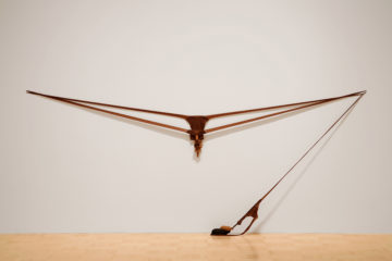 <p>Senga Nengudi. <i>R.S.V.P. Reverie ‘D’. </i>2014. Nylon mesh, sand, and copper. Courtesy of the artist. [installation view of <i>Senga Nengudi: Improvisational Gestures</i> at the Henry, 2016] Photo: Mark Woods.</p>
