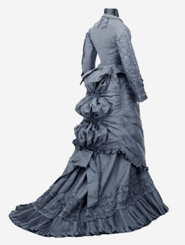 <p>Day dress. Chicago, Illinois. 1870-1875. Silk taffeta. Henry Art Gallery, School of Drama Collection, gift of Mrs. George S. Bassett, 82.1-20, t1, t2.</p>
